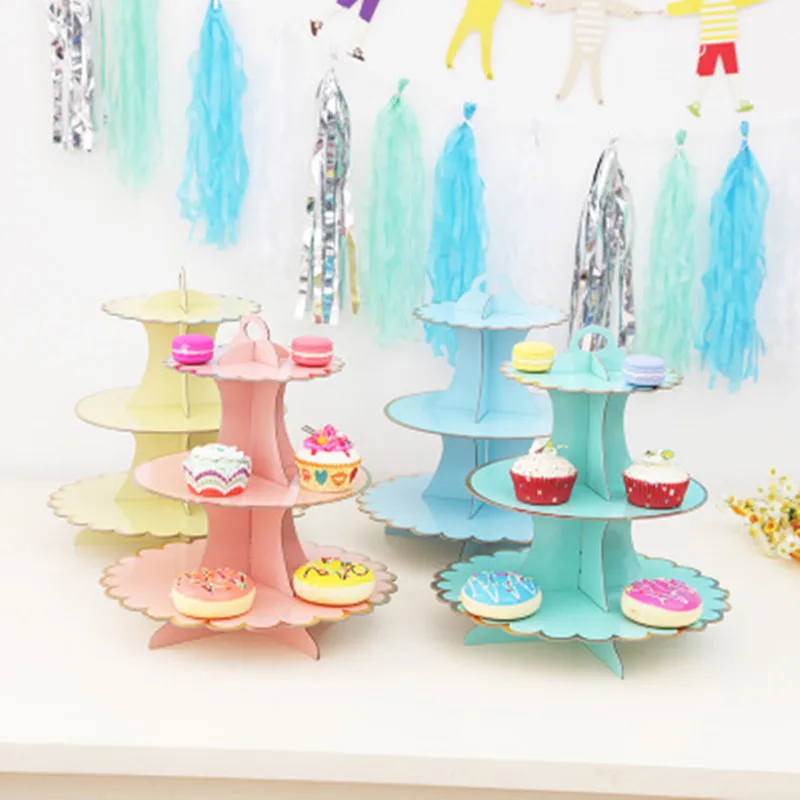 3 слоя картонная бумага кекс торт стенд тарелки дисплей держатель лоток Маффин