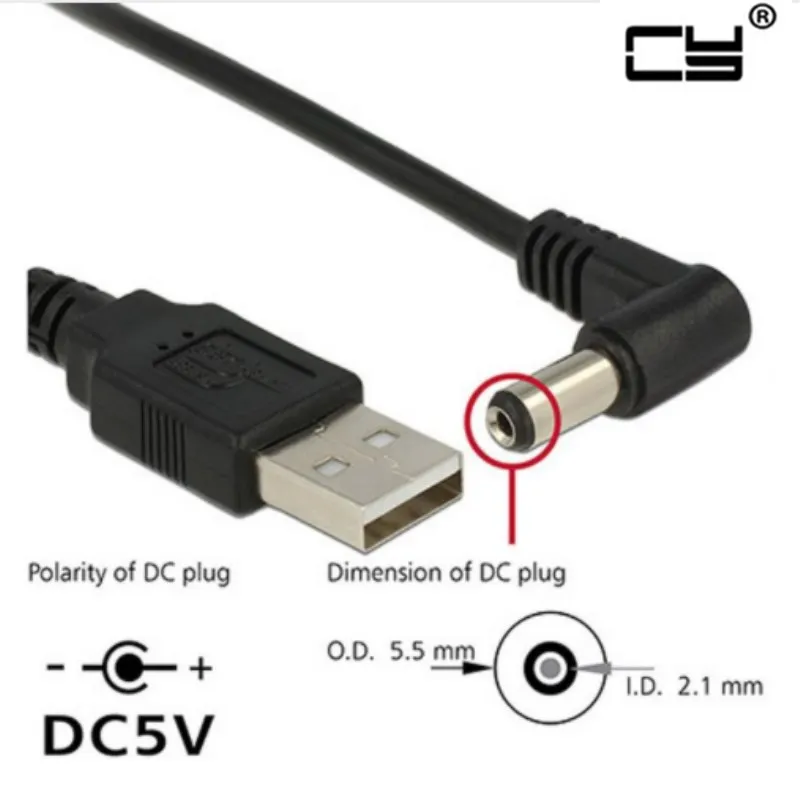 

Штекер USB 2,0 типа А под прямым углом 90 градусов 5,5x2,1 мм 5 в постоянного тока штекер цилиндрический соединитель зарядный кабель 80 см