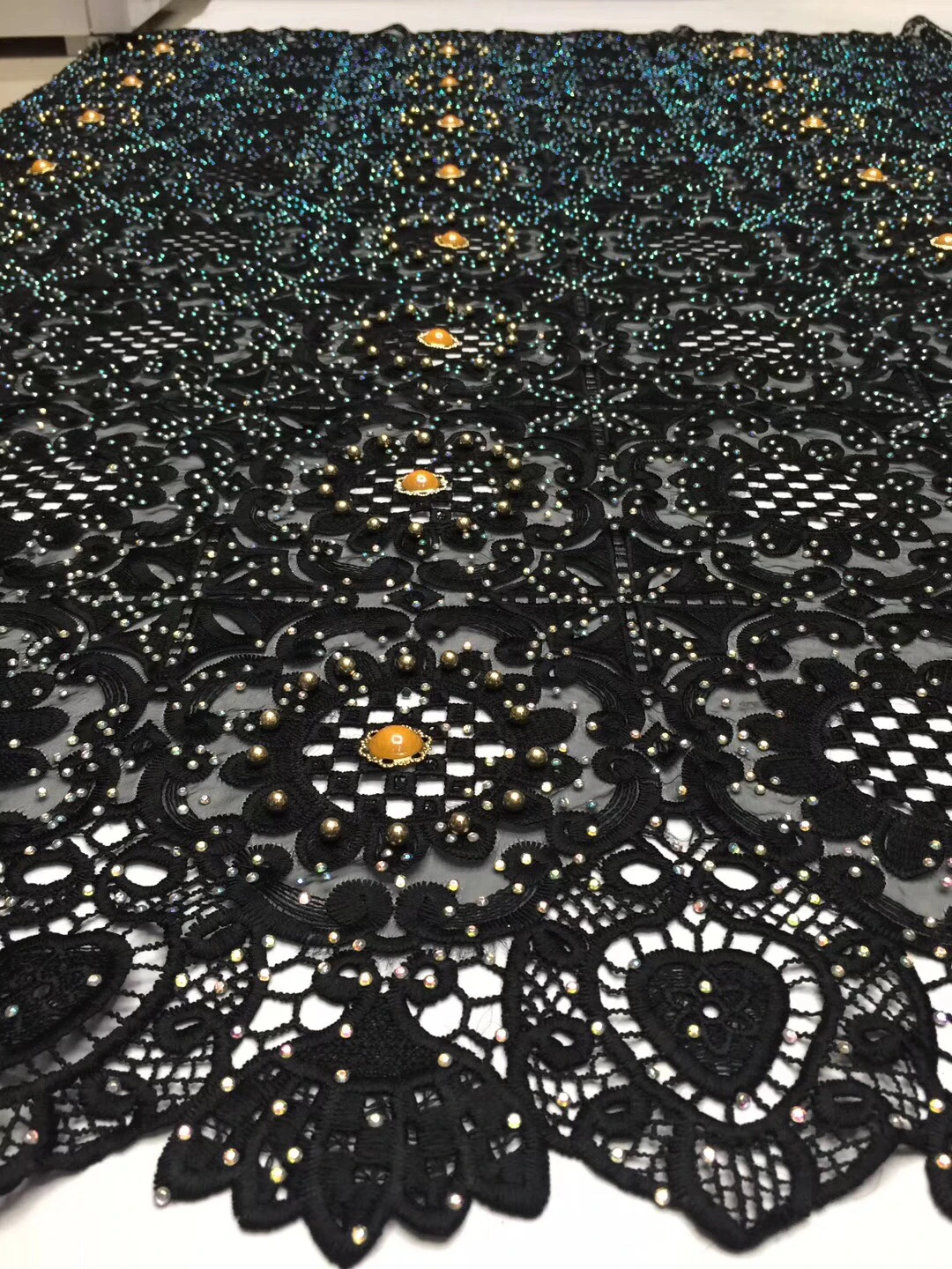 

Free Shipping! White Embroidery African Cord Laces Swiss Guipure Lace Fabric with Beaded For Nigerian Wedding Dresses K-D2397