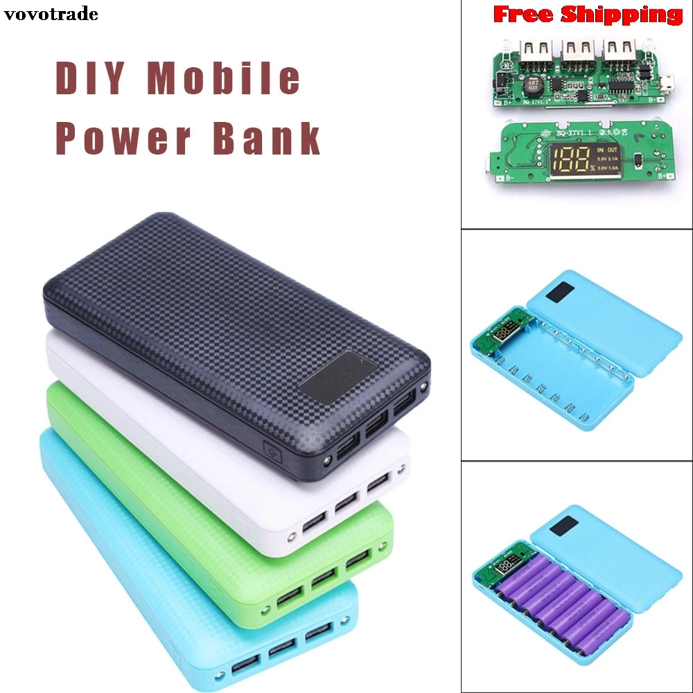 Vovotrade 5 V 2.1a 3 USB 7X18650 16800mA DIY Мобильный Мощность Bank Дело Комплект Батарея Зарядное