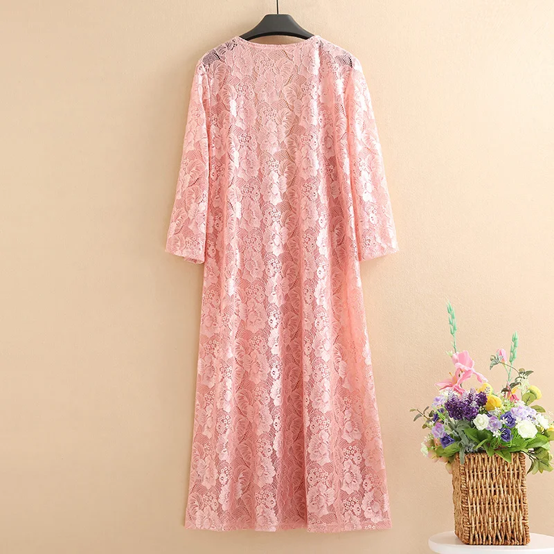 Летние длинные Kimonos женские кружевные платья пляжные туника рубашки большого