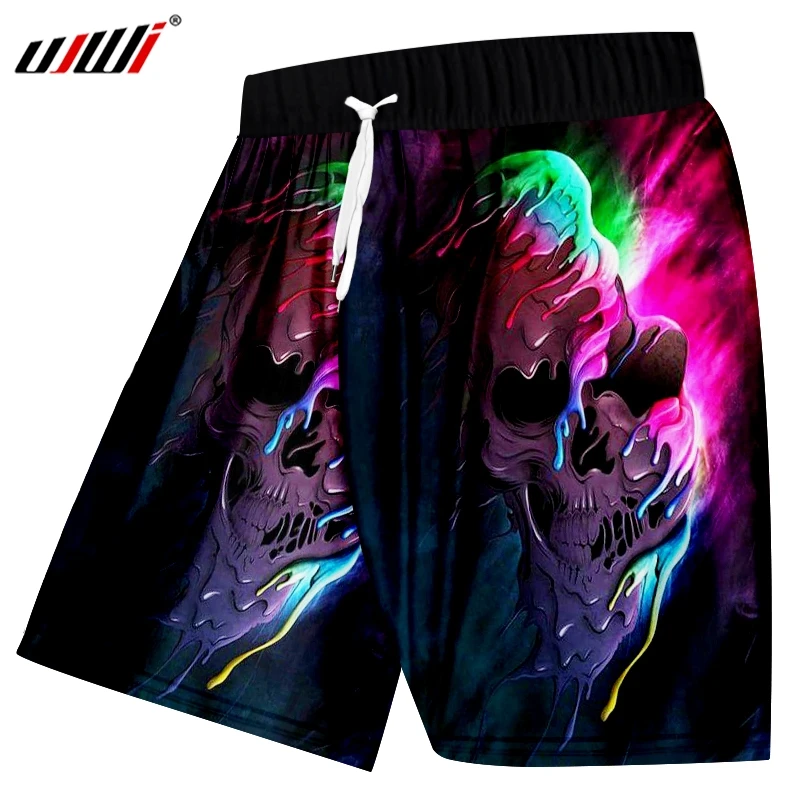 Шорты UJWI мужские с принтом повседневные пляжные цветными черепами 3D завязками