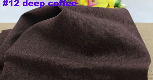 12 deep coffee Однотонная льняная ткань для платья, брюк, одежды, скатерти, занавески, хлопок, лен, материал, натуральный лен, обивка, ткань, метр - Цвет: 12 deep coffee