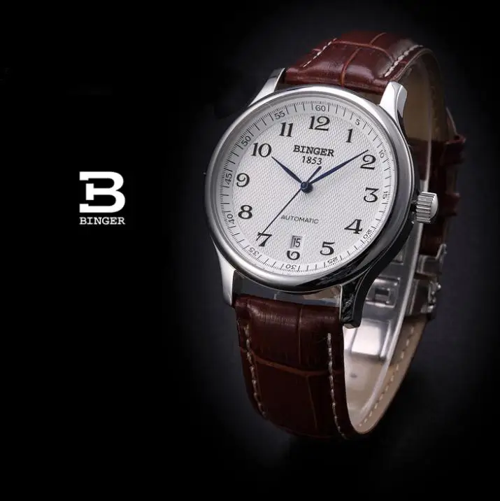 Наручные часы BINGER деловые механические sapphire полностью из нержавеющей стали