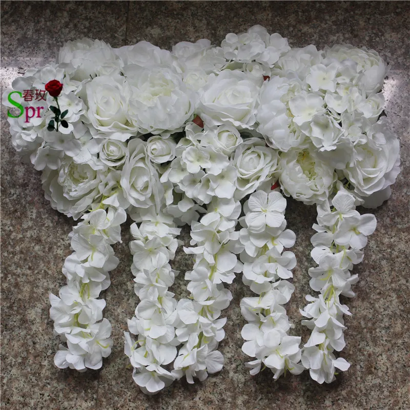 

SPR WHITE 10pcs/lot wedding small road lead flower wall stage backdrop decorative wholesale artificial flower table centerpiece