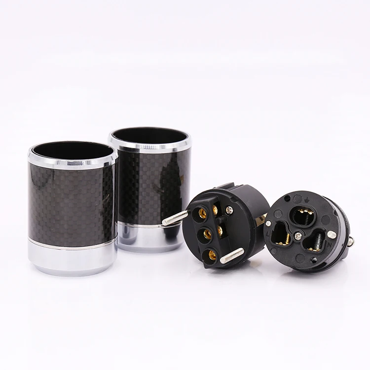 Высокое качество углеродного волокна позолоченный ЕС Schuko Разъем питания HIFI