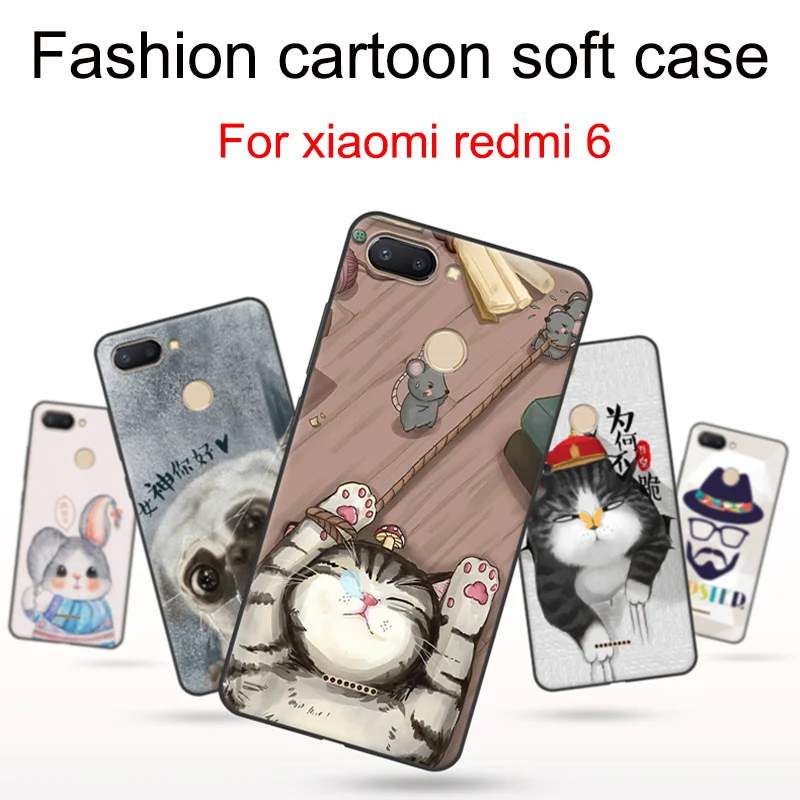 2 шт. чехлы для xiaomi redmi 6 чехол с рисунком из мультфильма мягкая задняя крышка redmi6 red