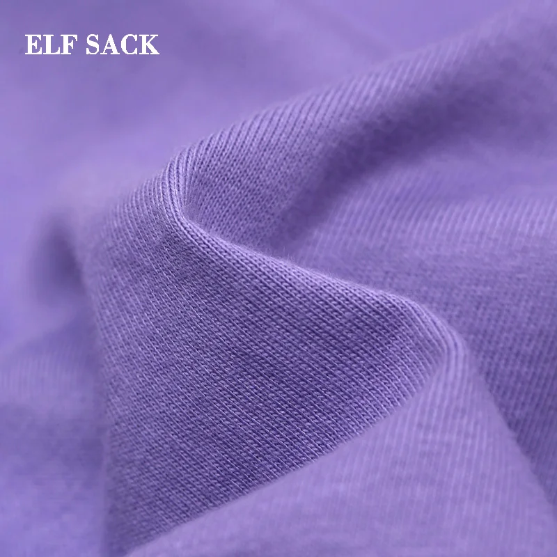 ELF SACK 2019 Spring New Stylish Woman Tshirt Casual Letter Print Cotton Tees Streetwear O-Neck Female Oversized Tshirts Tops | Женская