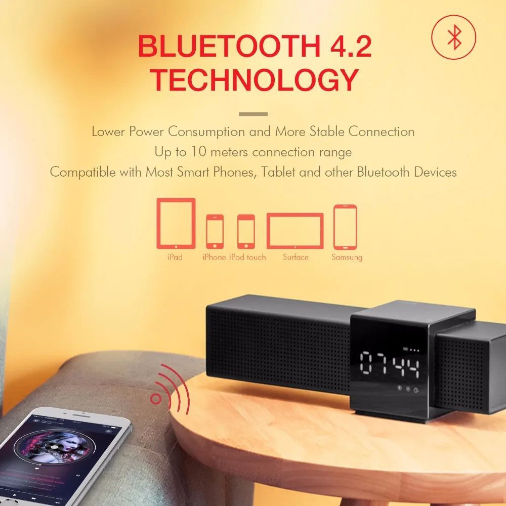 Портативный динамик HAVIT с Bluetooth светодиодный сабвуфер дисплеем времени