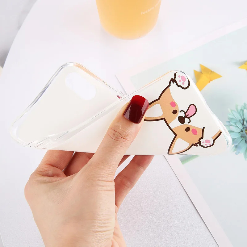 USLION Transparent Funny Dog Cases Cover For iPhone X XS XR Xs Max Love Heart Soft TPU Clear Phone Case 6 6s 7 8 Plus |