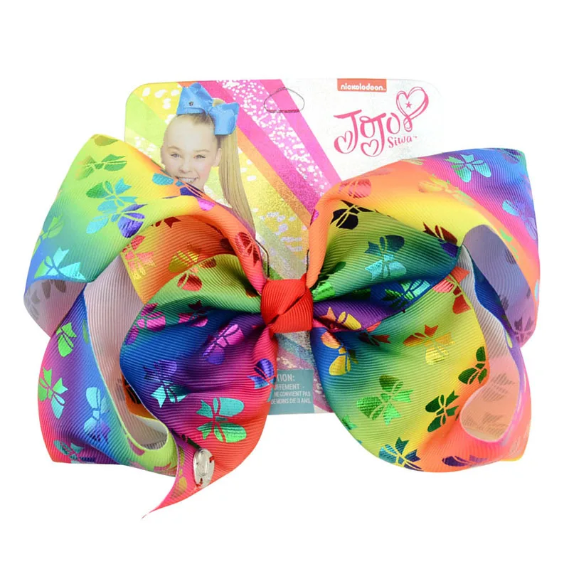 New Printed 1Pc 8 Inch jo Large Bow Clip Butterfly Hairpin Big Hair Solid Color Handmade Accessories For Girls Kids |
