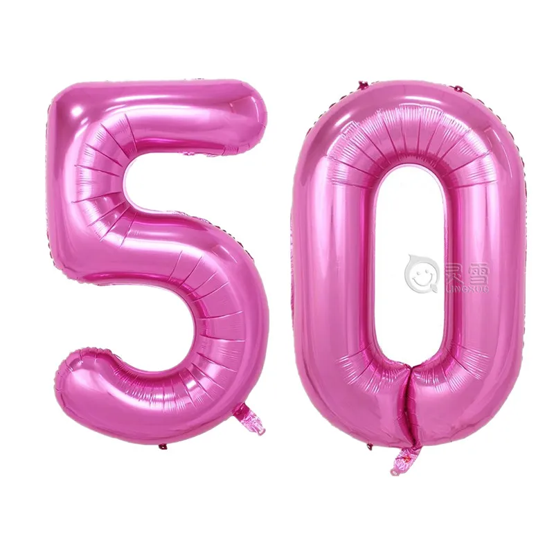 2 шт./лот, 40 дюймов, номер 50, фольгированные гелиевые шары для взрослых в возрасте 50-ти лет, вечерние принадлежности, украшения для дня рождения, юбилея - Цвет: Розовый