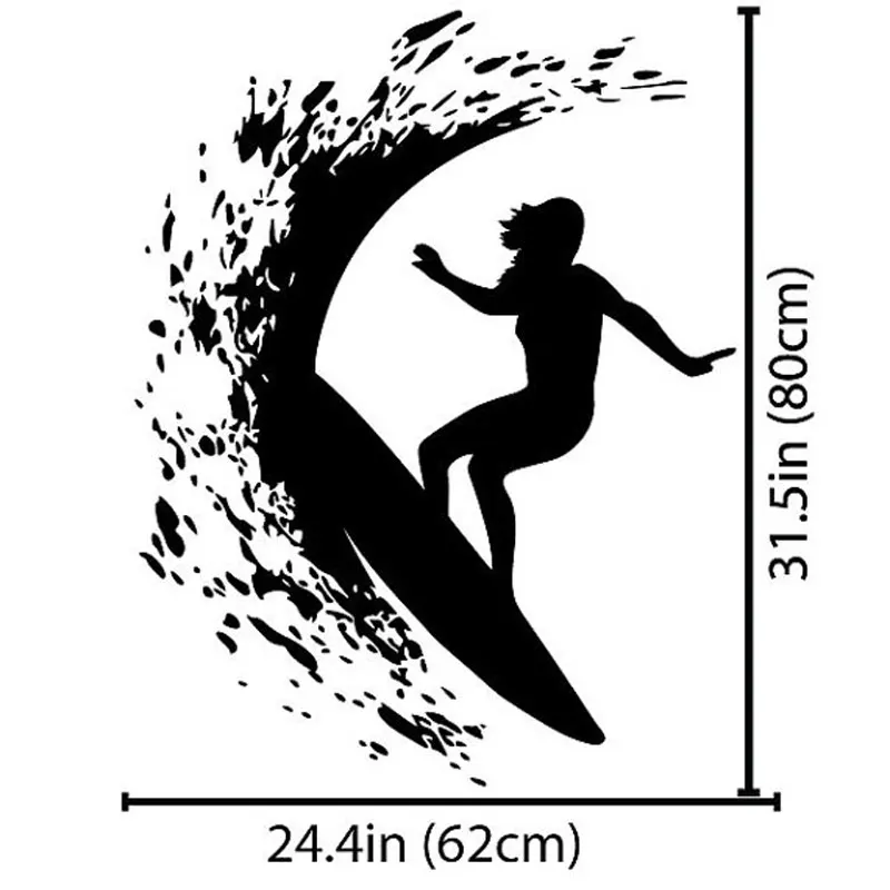 Surfer Girl Surfing Surf Wall Decal Art Decor Sticker Sign Vinyl decal | Дом и сад