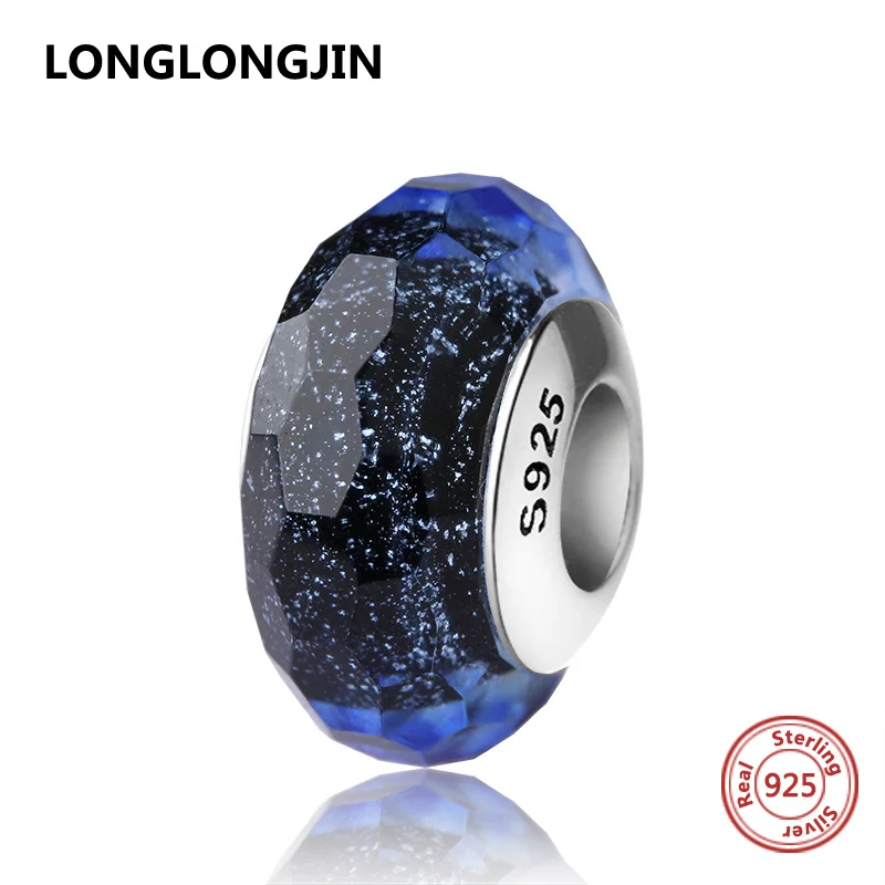 LONGLONGJIN Hot Sale Sterling silver 925 Murano glass beads charms fit original bracelet pendant fine jewelry accessories supply | Украшения