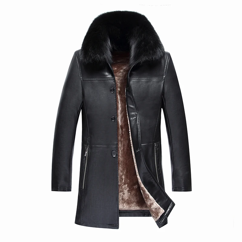 2020 Новая мужская кожаная куртка из искусственной овчины зимняя дубленка кожаное