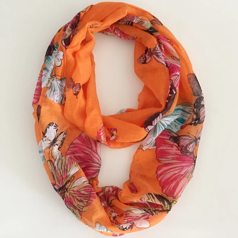 Женский шарф легкий мягкий теплый из полиэстера с принтом бабочки и животных 180*35