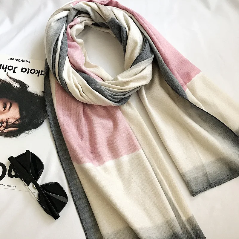 Tie Dye Цвет кашемир чувствовать себя шарф пашмины осень зима толстый теплый
