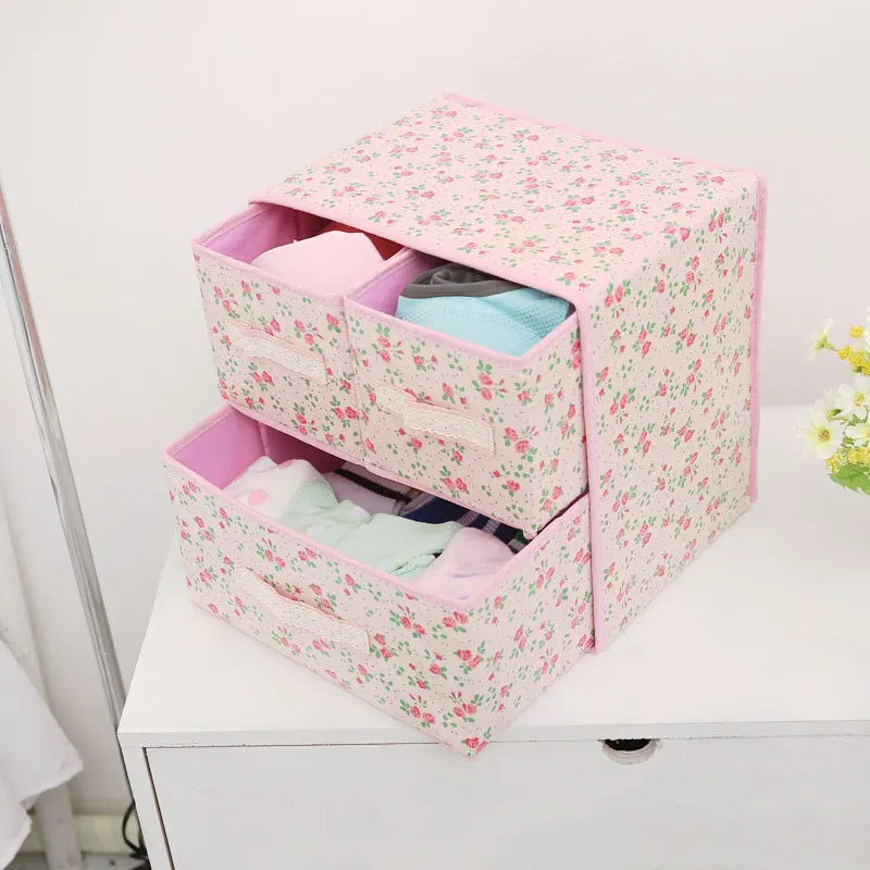 Pink Кружевное маленькое Звездное Нижнее белье ящик для хранения спальни экологически чистый нетканый ящик для хранения одежды Домашний Ящик для хранения мусора инструменты - Цвет: Pink