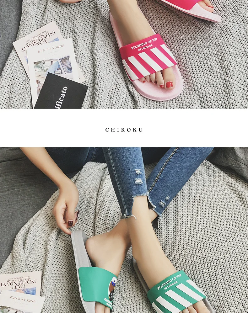 Cute cartoon vegetable animal women Slippers female slides summer bathroom Non-slip flats slippers women bath slippers beach