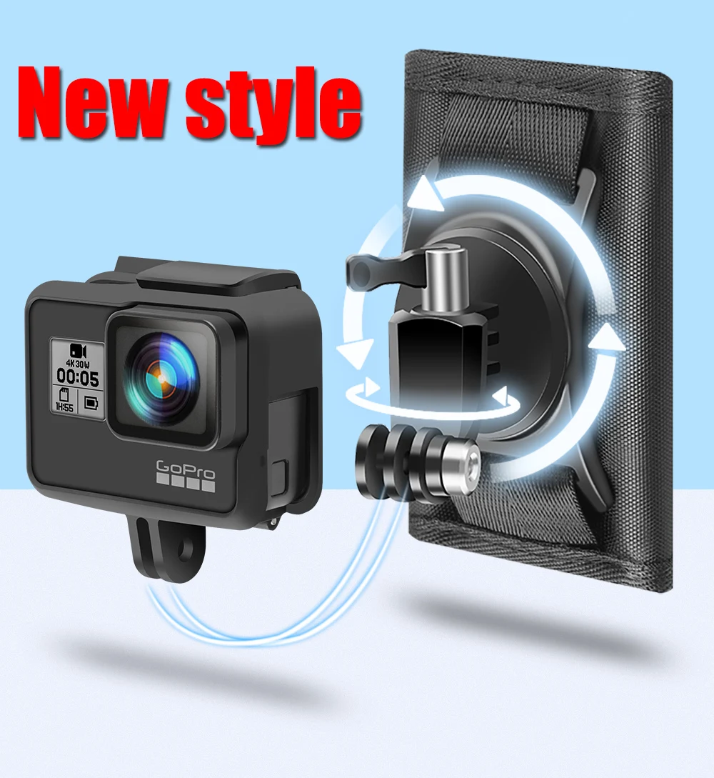 360 градусов вращение Quick Release Рюкзак с ремешком на застежке, крепление-защелка адаптер для экшн-камеры Gopro Hero 8/7/6/5/4/3 Экшн-камеры Xiaoyi Камера