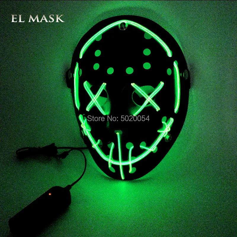 Design-B Green Аниме Expro декоративная светодиодная светящаяся маска черная пантера Косплей EL маска для светящиеся вечерние на Хэллоуин день рождения - Цвет: Design-B Green