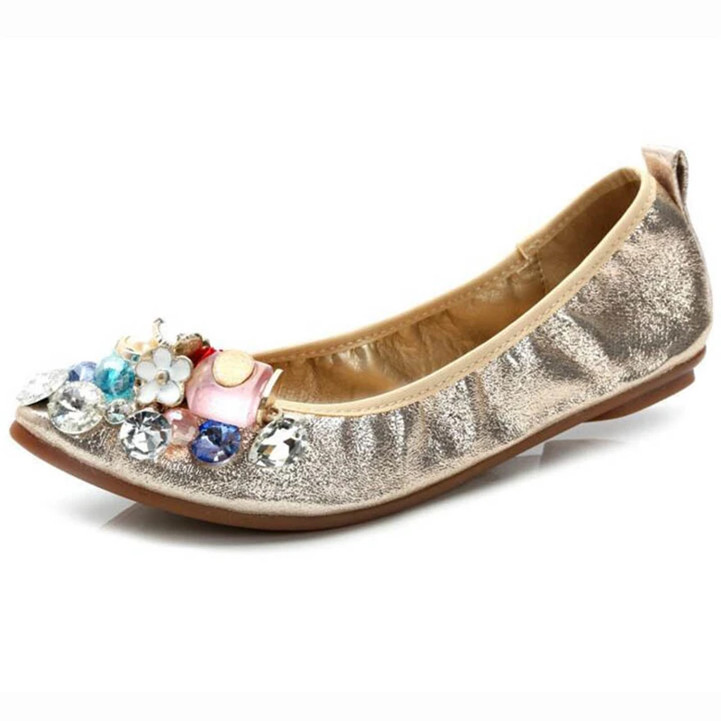 Роскошные женские балетки со стразами на плоской подошве женская обувь с острым