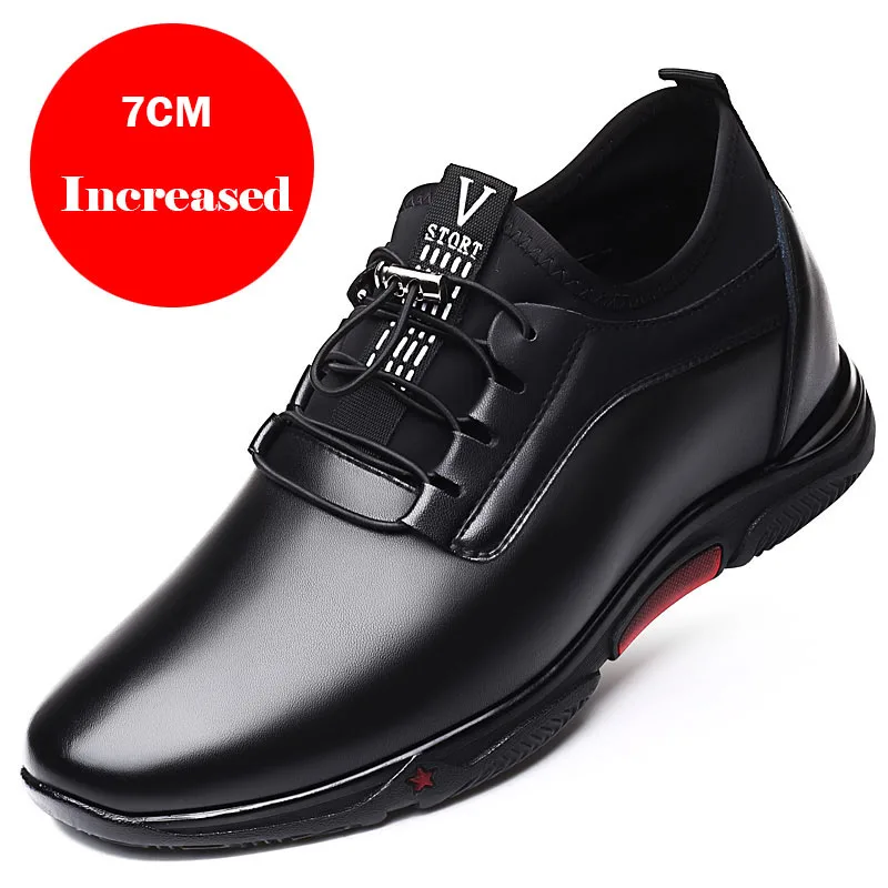 Increased 7cm Black Misalwa/; модные мужские кроссовки; Роскошная обувь на платформе, увеличивающая рост; Коричневая Кожаная обувь с эластичным ремешком; повседневная обувь, увеличивающая рост на 5-7 см - Цвет: Increased 7cm Black