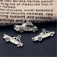 8pcs silver plated taxi pendants retro necklace bracelet metal accessories diy charms jewelry crafts findings 1533mm a1001