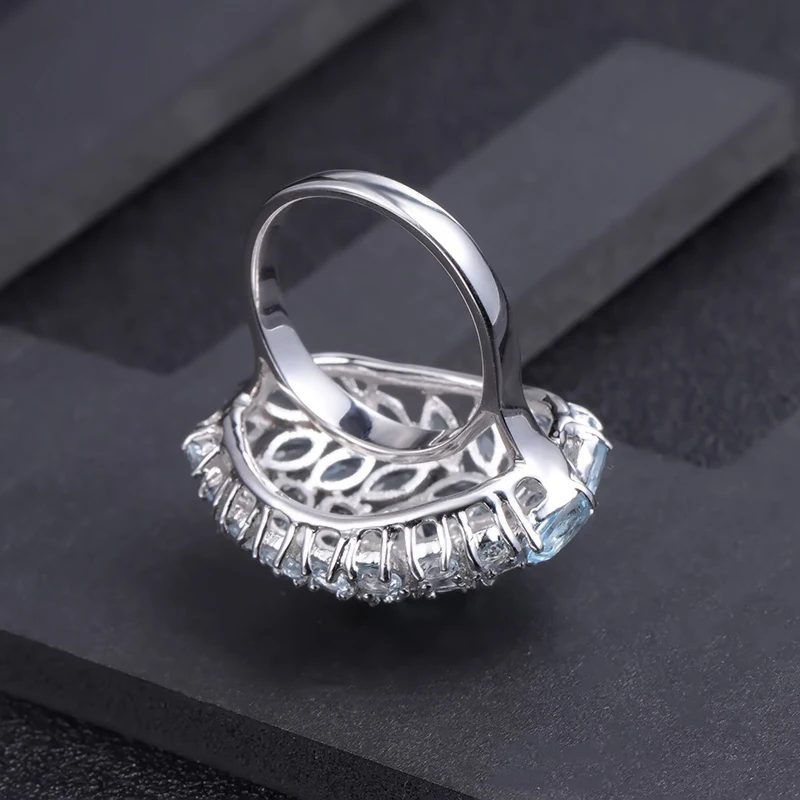 Кольцо женское из серебра 925 пробы с натуральным голубым топазом 19 95 карата