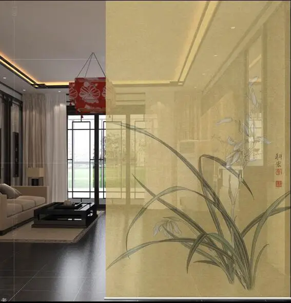 

New Chinese style Hanging screen Soft cut entrance shutter Door curtain Creative roller Orchid BiomboSirma Partition Shutter