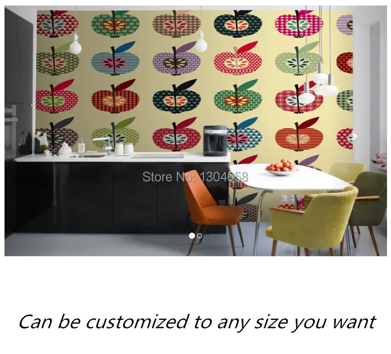 Бесплатная доставка на заказ - современный 3D фотообои с нарисованными яблоками на стену.