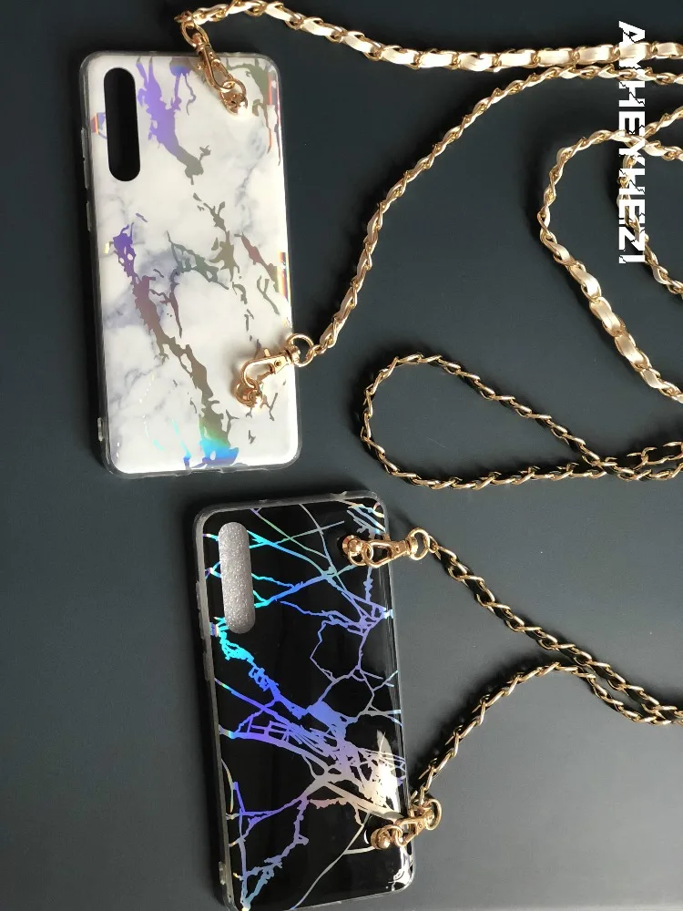 10 шт. Гранит Мрамор Crossbody сотовый телефон чехол с длинной цепи для Huawei P20 Pro P20 Lite Nova3 Honor 10 Чехол
