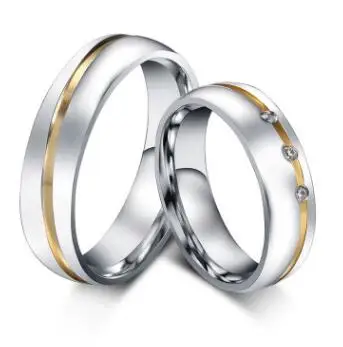 6 мм из нержавеющей стали кольца для пар серебряного цвета свадебные хрустальные
