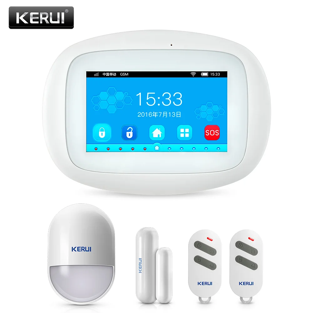 KERUI K52 4 3 дюймов TFT Цвет Экран Беспроводной охранной сигнализации WI-FI GSM домой