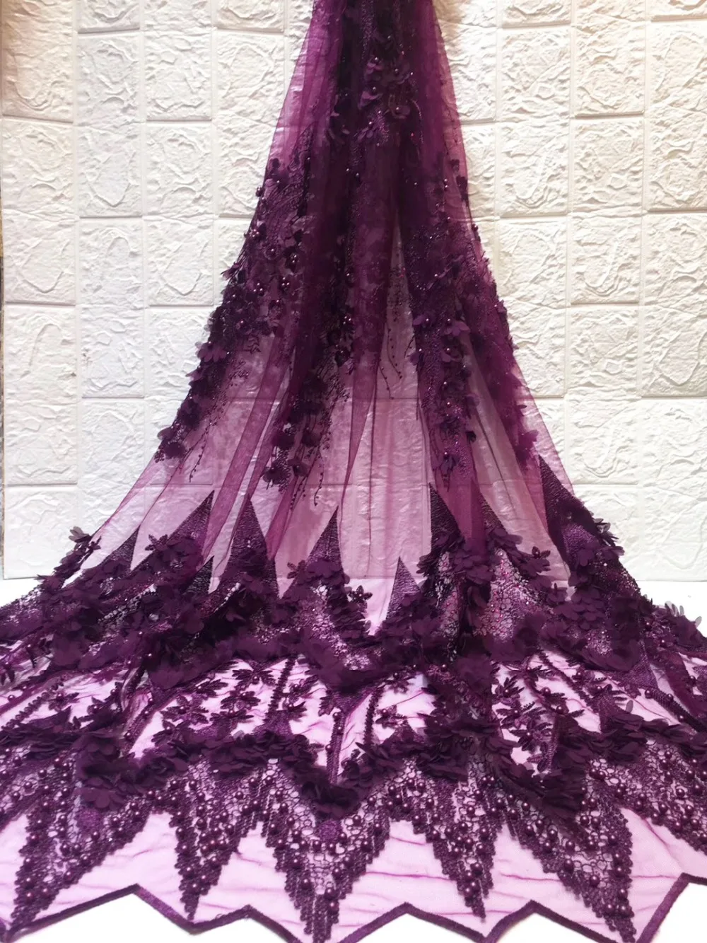 

African 3d flower lace embroidered fabric 2019 high quality stones beaded Swiss voile french tulle mesh Nigerian laces fabric