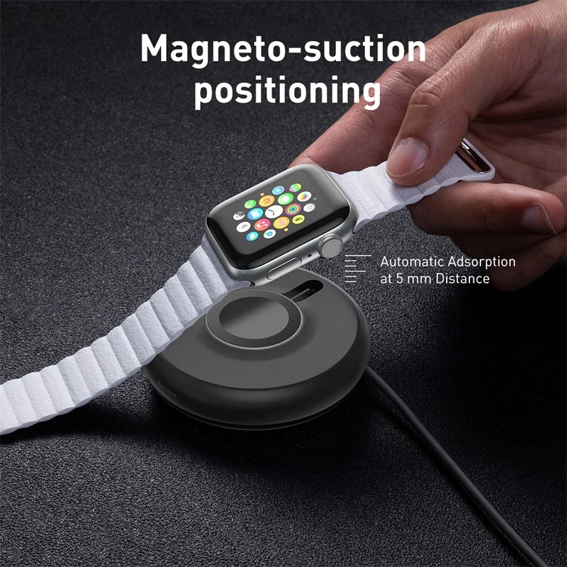Беспроводное зарядное устройство Baseus Qi для Apple Watch 4, 3, 2, 1 серия, магнитное USB зарядное устройство, быстрая Беспроводная зарядная площадка для iWatch с кабелем