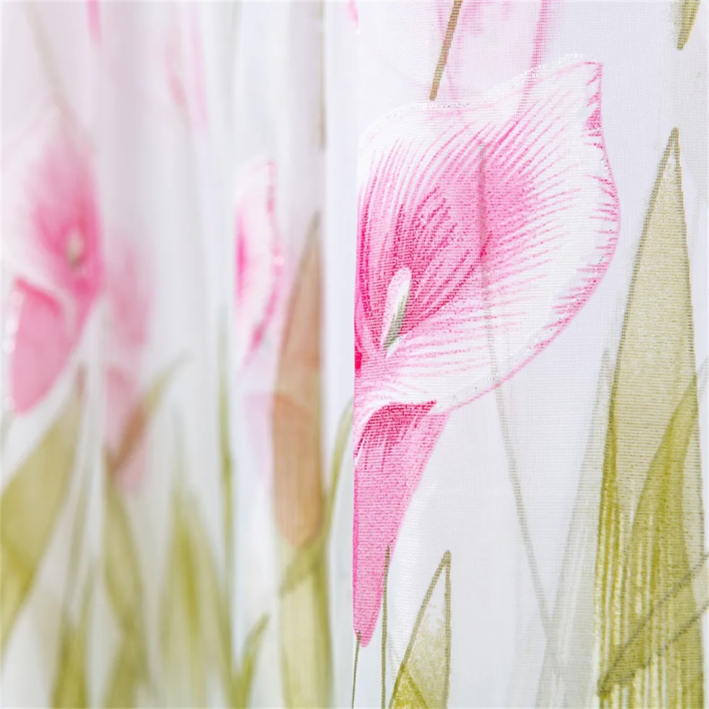 200x150cm Curtains For Living Room Daffodil Flower Print Tulle Curtain Handle Tulle Coveted 1 FabricWindow Decoration 67