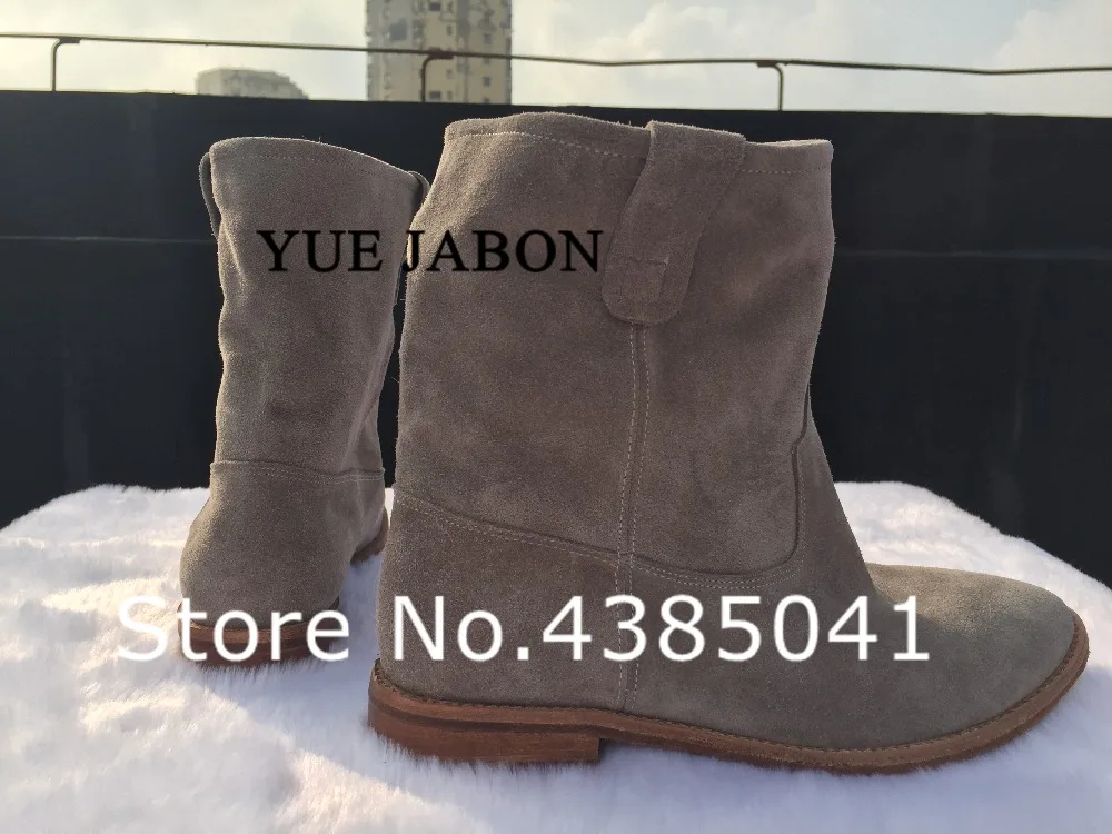 Yue jabon/женские ботинки на танкетке, увеличивающие рост, с круглым носком; Фирменные женские ботильоны в уличном стиле; осенние ковбойские ботильоны на плоской подошве; Mujer