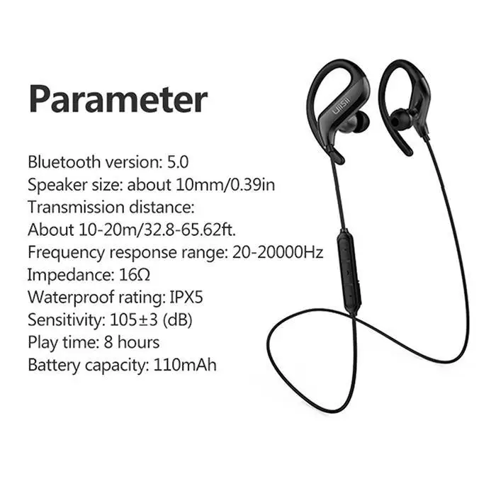 Беспроводной Bluetooth наушник поддерживает Водонепроницаемость Спортивная