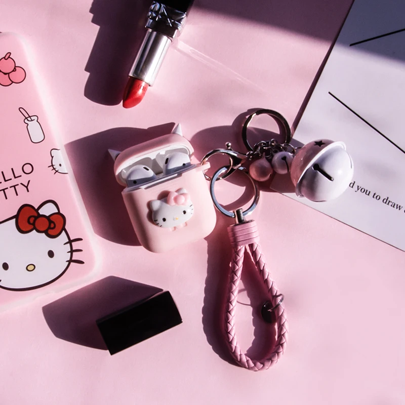 Мультяшный силиконовый чехол hello kitty для Apple Airpods, bluetooth-наушники, аксессуары Airpod, защитный чехол