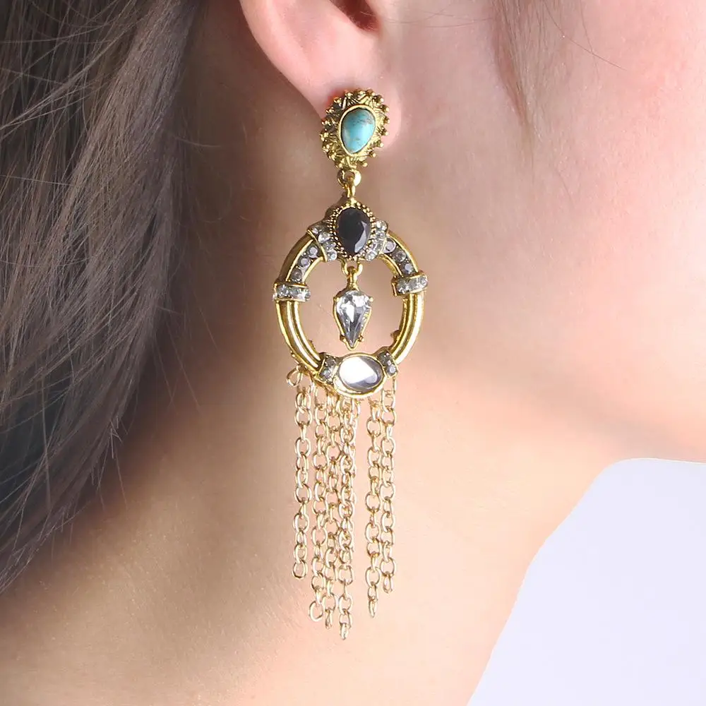 European and American Retro Exaggerated Chain Tassel with Earrings | Украшения и аксессуары