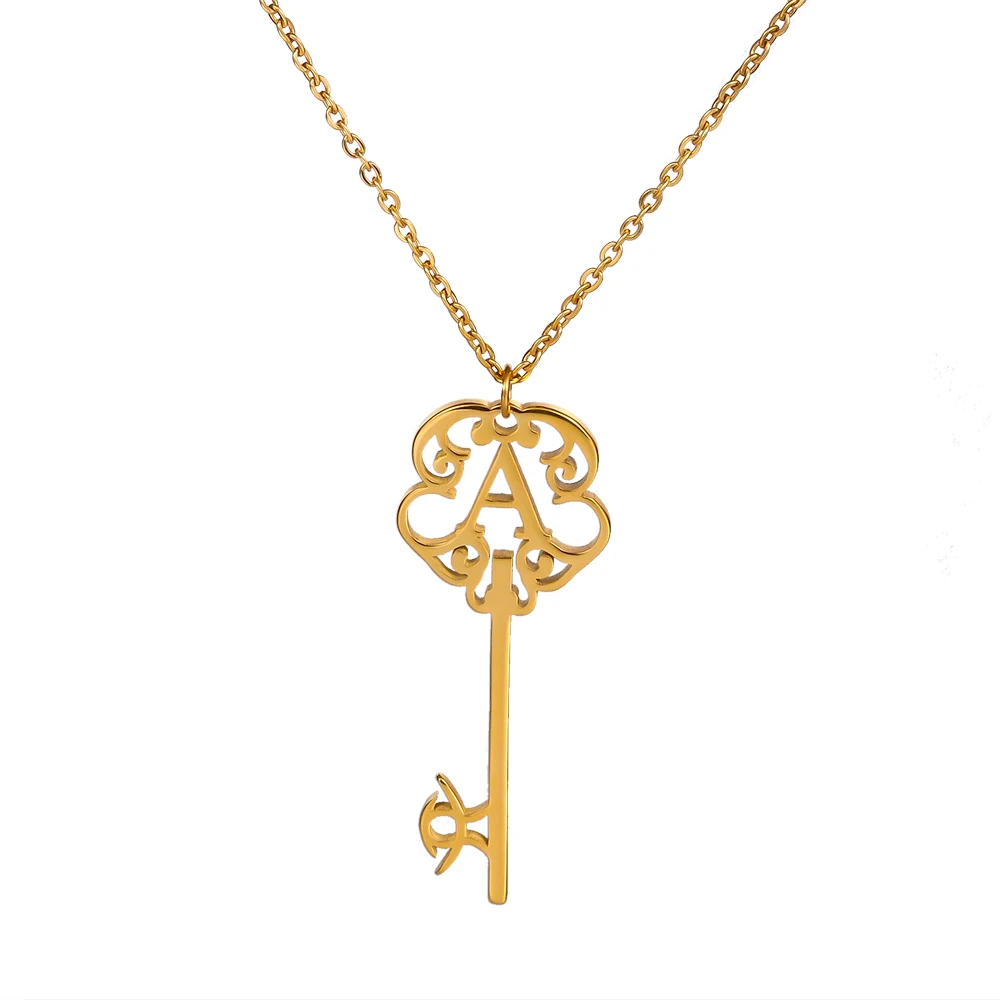 

Senfai Key Initial Letter Pendant Necklace Stainless Steel Initials Necklaces for Women Top Quality Custom Jewelry