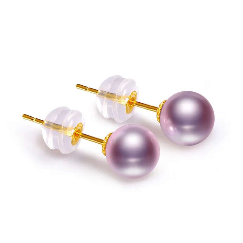 YS Pure 18k Gold 6 11 мм фиолетовые круглые серьги гвоздики с высоким блеском и