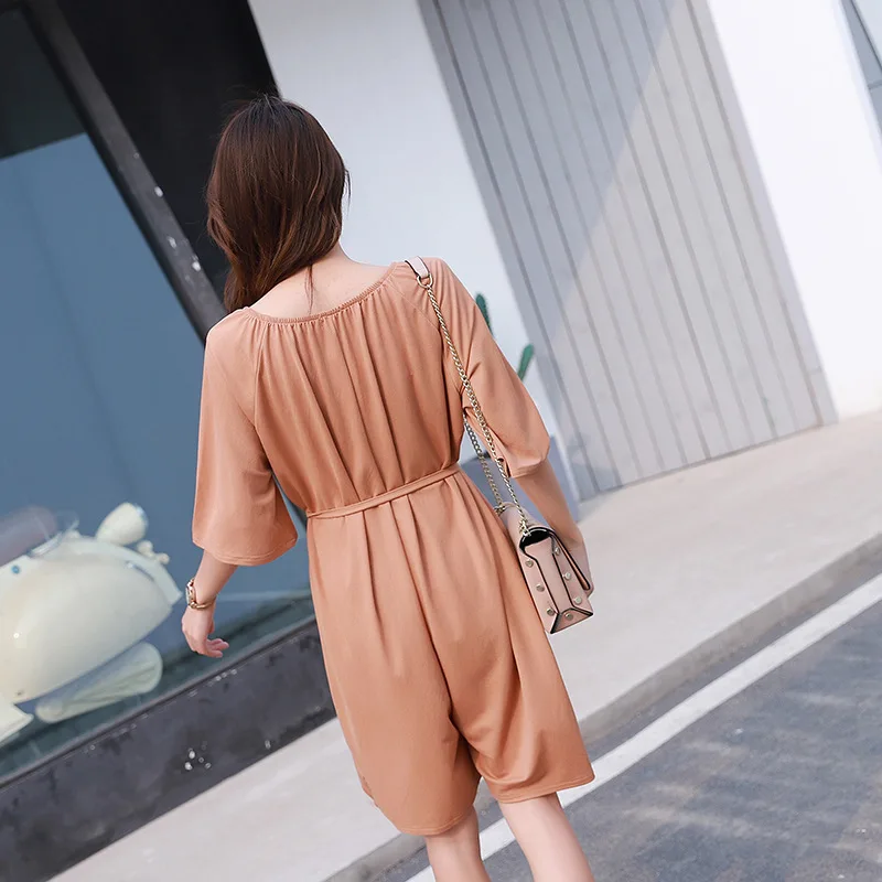 Женский Летний комбинезон сексуальное боди с v образным вырезом и широкими