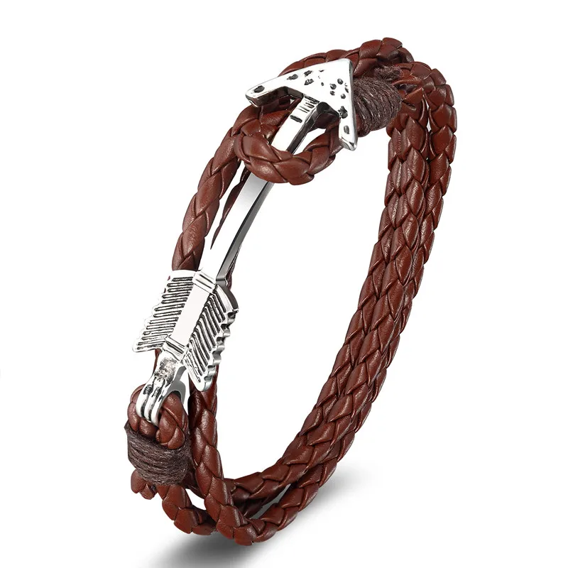 Новинка 2019 модный мужской браслет черные браслеты в стиле панк с якорем и кожаные