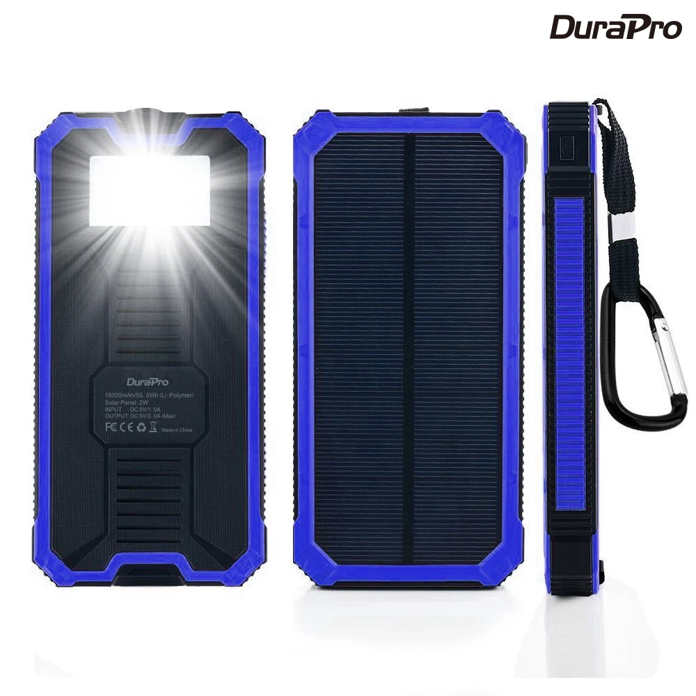 Перезаряжаемый внешний аккумулятор на солнечной энергии с 2 usb портами 1500 мАч со
