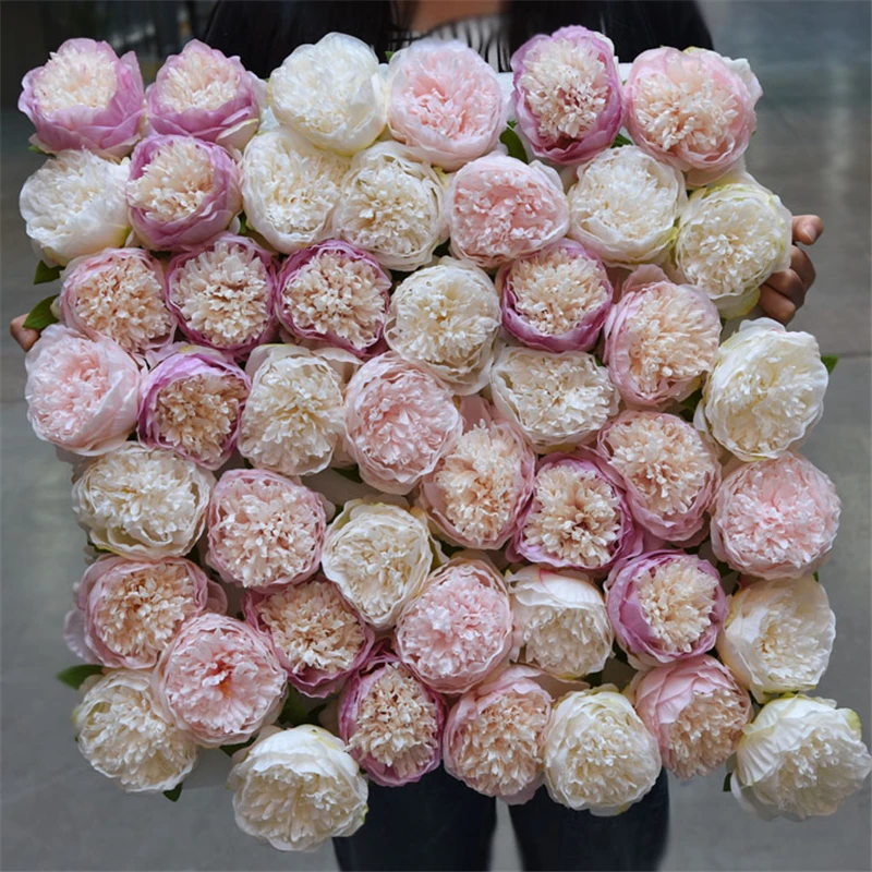 

50Pcs Big Peony Flower Head Artificial Flower DIY Headwear Silk Flower Wall Decoration Rose Head Simulation Flores