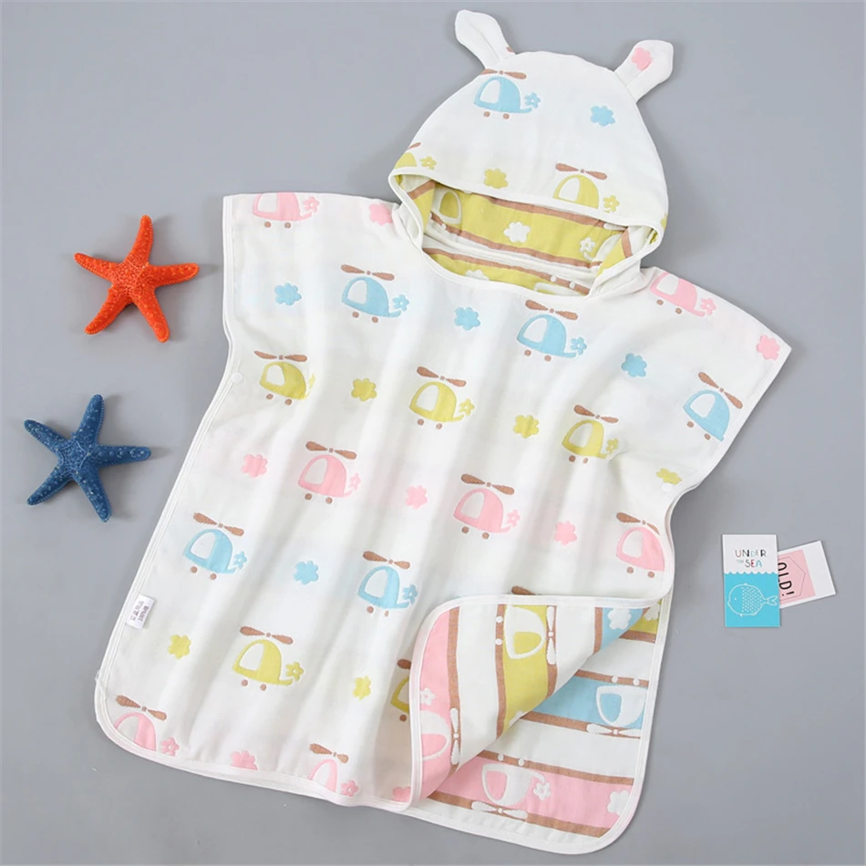 Baby Bath Towel for Newborns Child Hooded Baby Towel With Hood Muslin Baby Cotton Gauze Cloth New Born beach Towel for Children