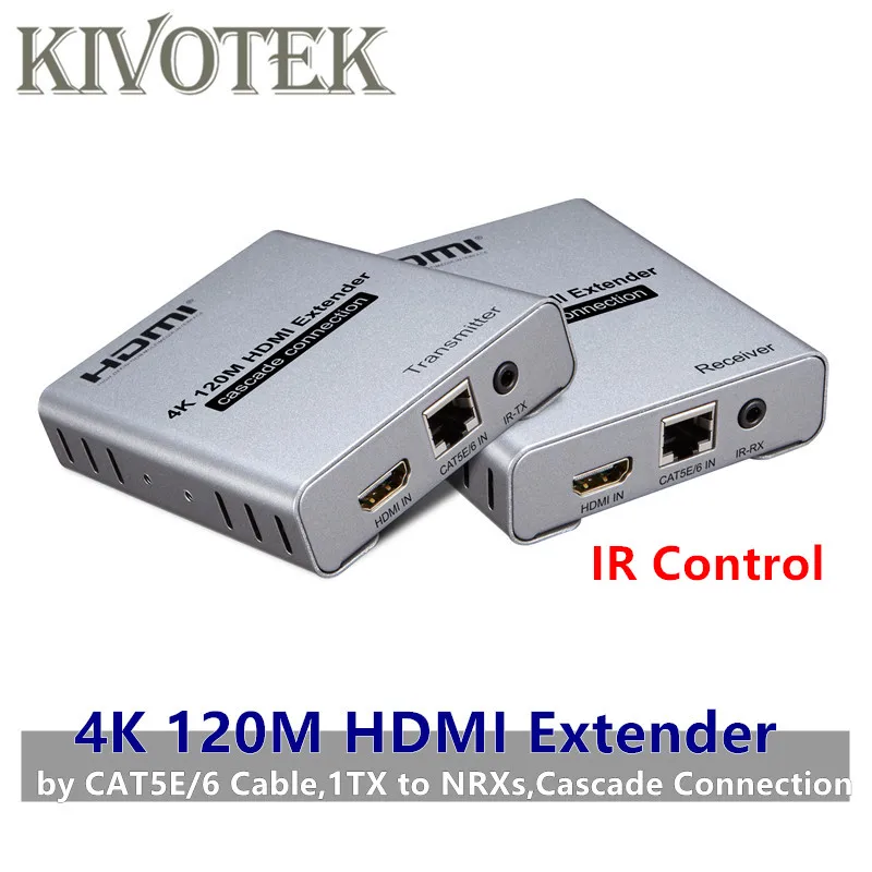 4K HDMI Extender Adapter IR Sender To Receiver 120m by CAT Cable Network UTP Female Connector,1TX to NRXs For HDTV Free Shipping