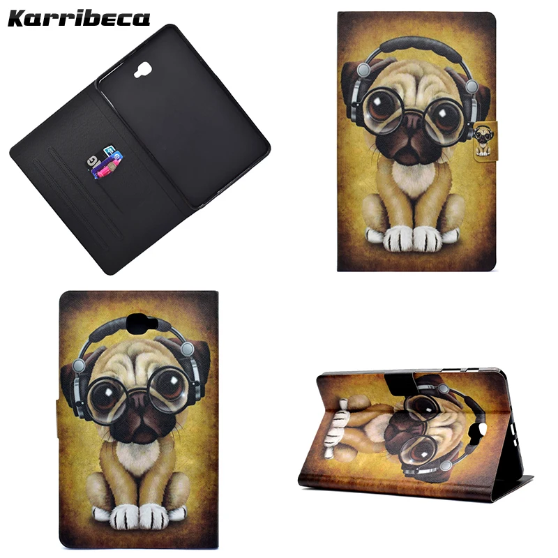 Мультфильм пес собака Кот кролик магнит PU ткань кожаный кожа планшета чехол на Samsung GalaxyTab A 10.1 чехлы планшет+силиконовый селиконовые кейс чехля чехла случае бампер гелакси самсунг T580 t585 случаи case